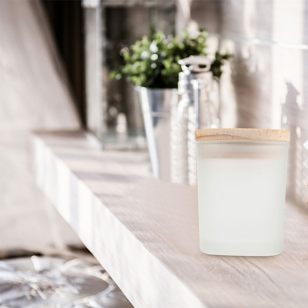 Candle Making Jars With Lids - برطمان زجاجي سميك مع غطاء خشبي